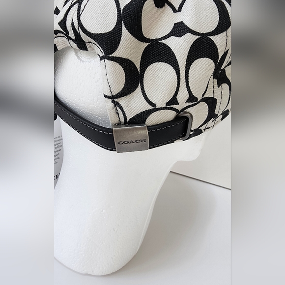 COACH Signature Jacquard Baseball Hat Black & White Chalk/Graphite NWT! - Picture 4 of 16
